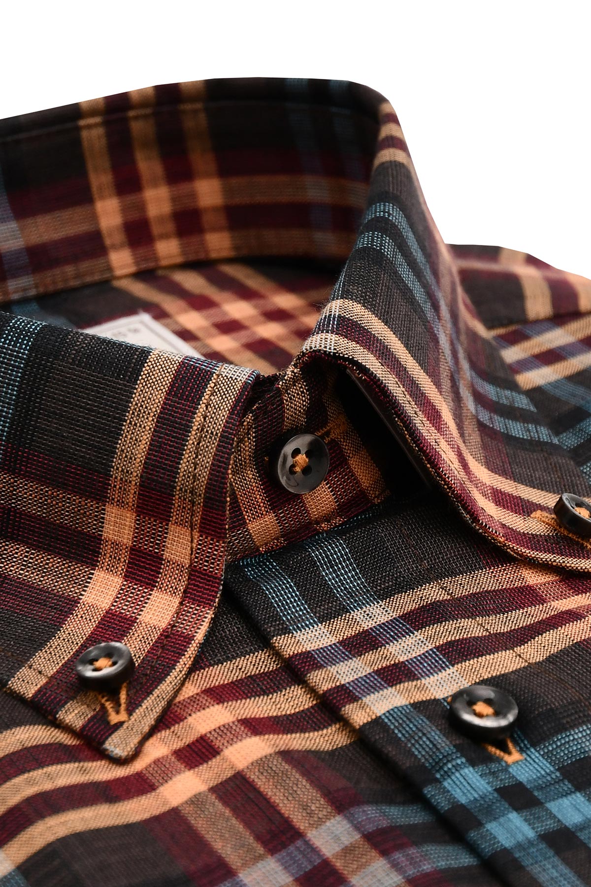 Rutig kortärmad skjorta regular fit med button down-krage