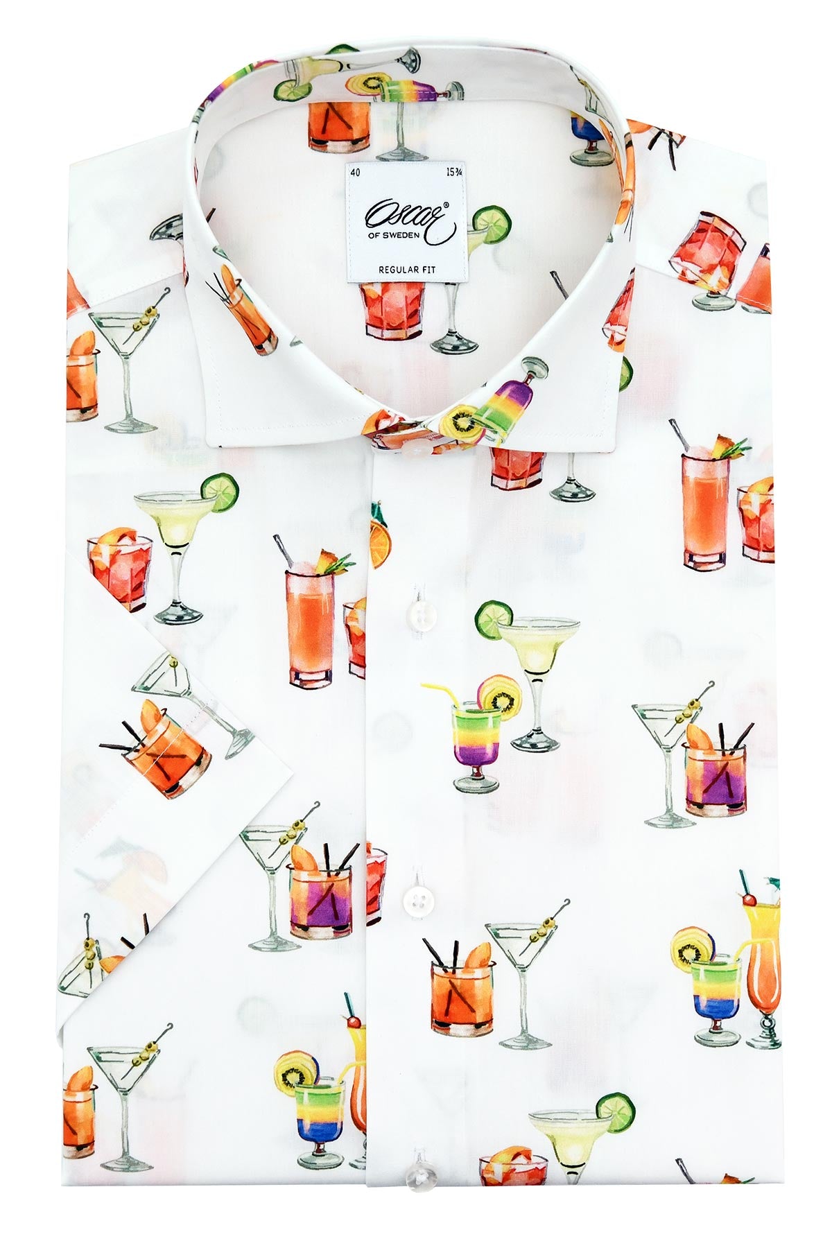 Regular fit short-sleeved shirt with cocktail pattern