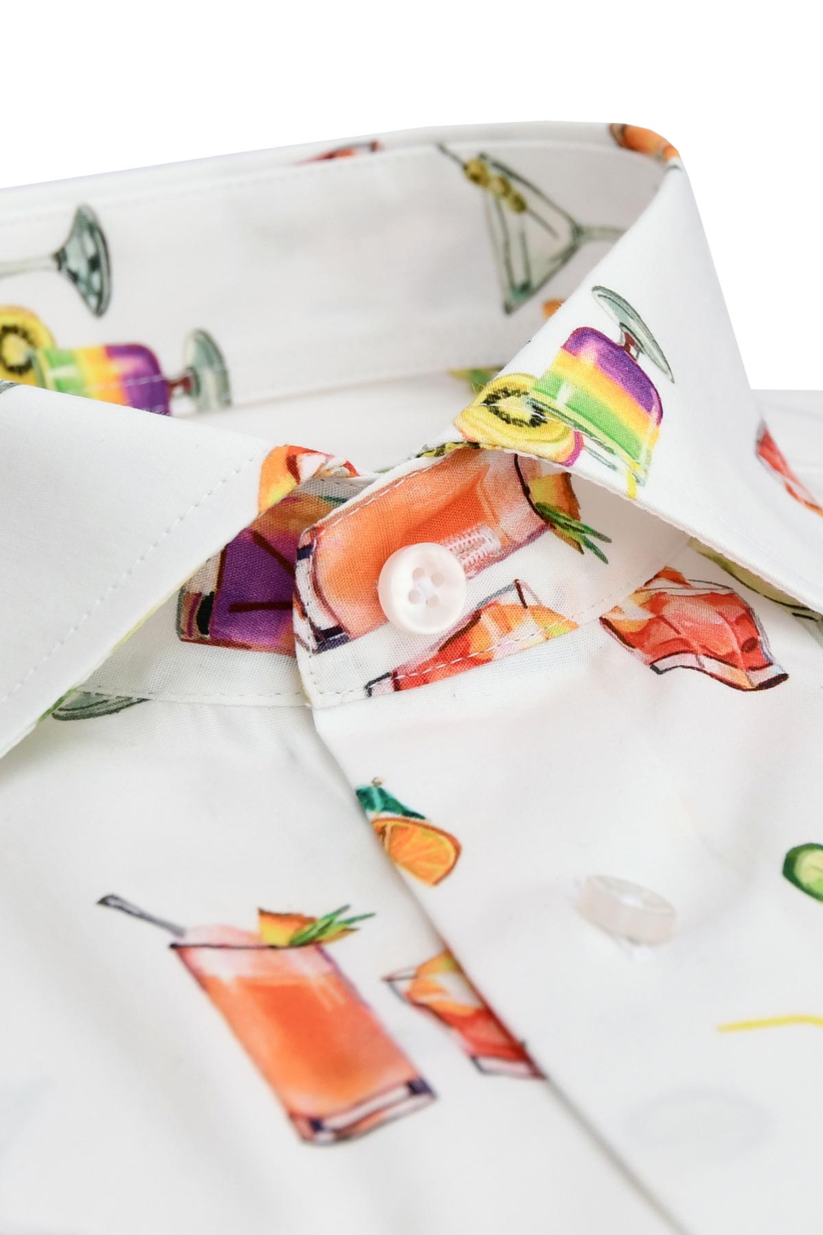 Regular fit short-sleeved shirt with cocktail pattern