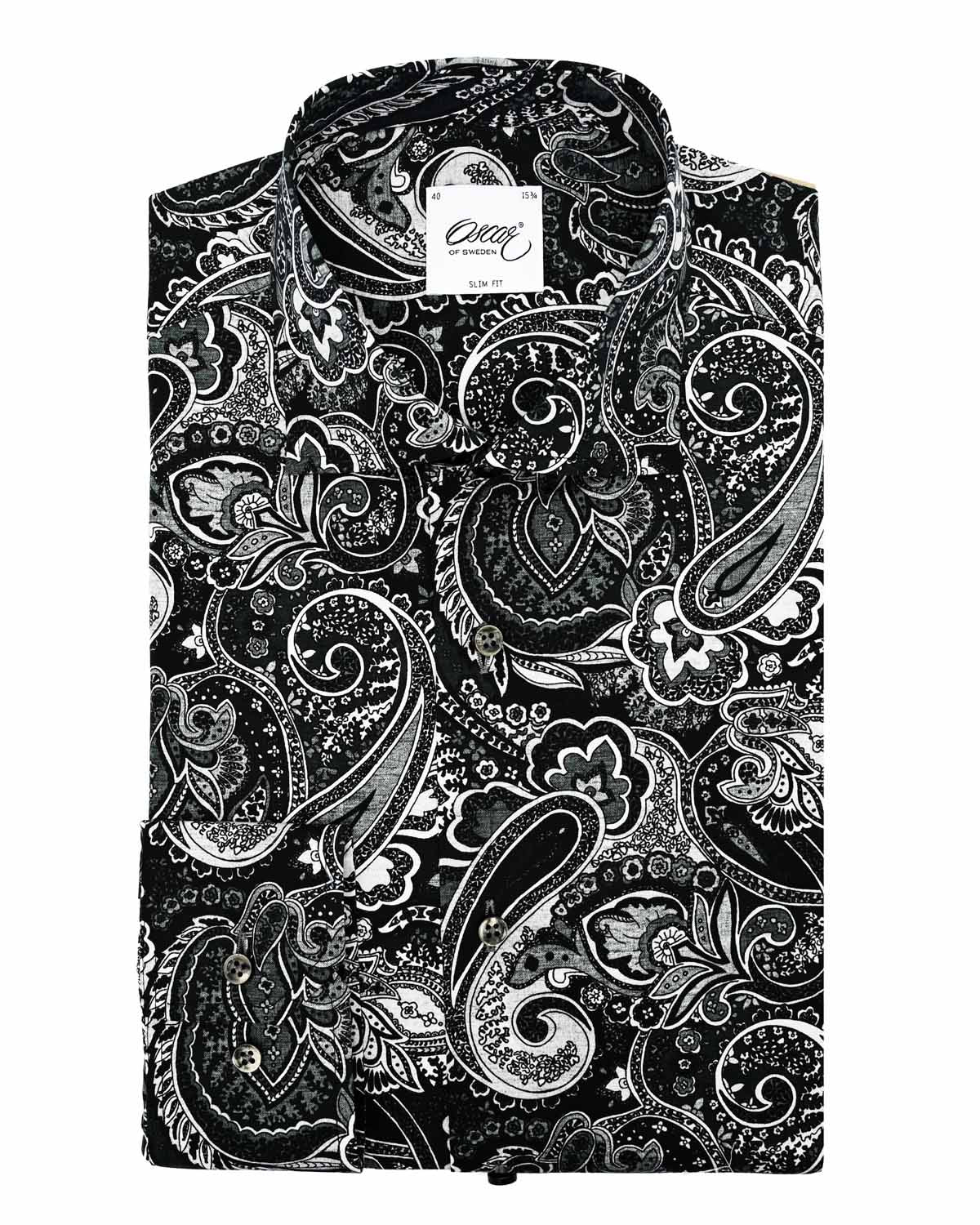 Black paisley printed shirt slim fit