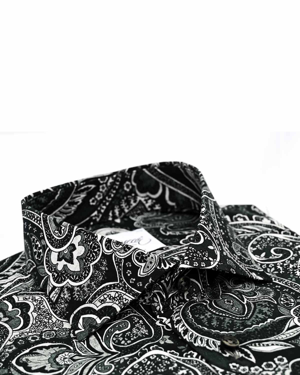 Black paisley printed shirt slim fit