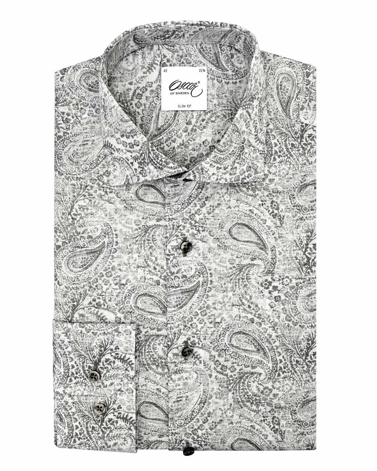 Grey paisley printed shirt regular fit