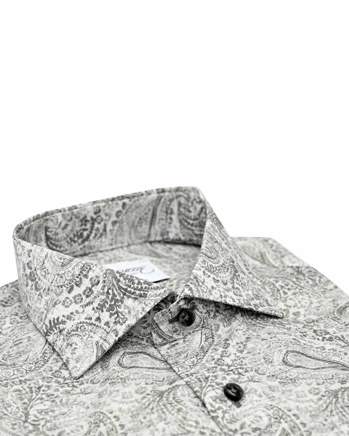 Grey paisley printed shirt regular fit