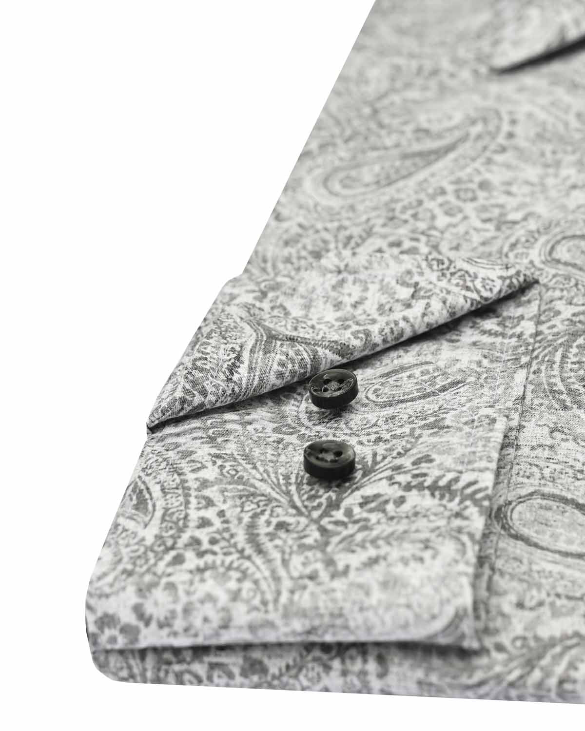 Grey paisley printed shirt regular fit