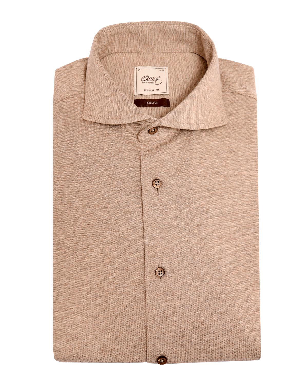 Light brown stretch shirt cashmere blend slim fit