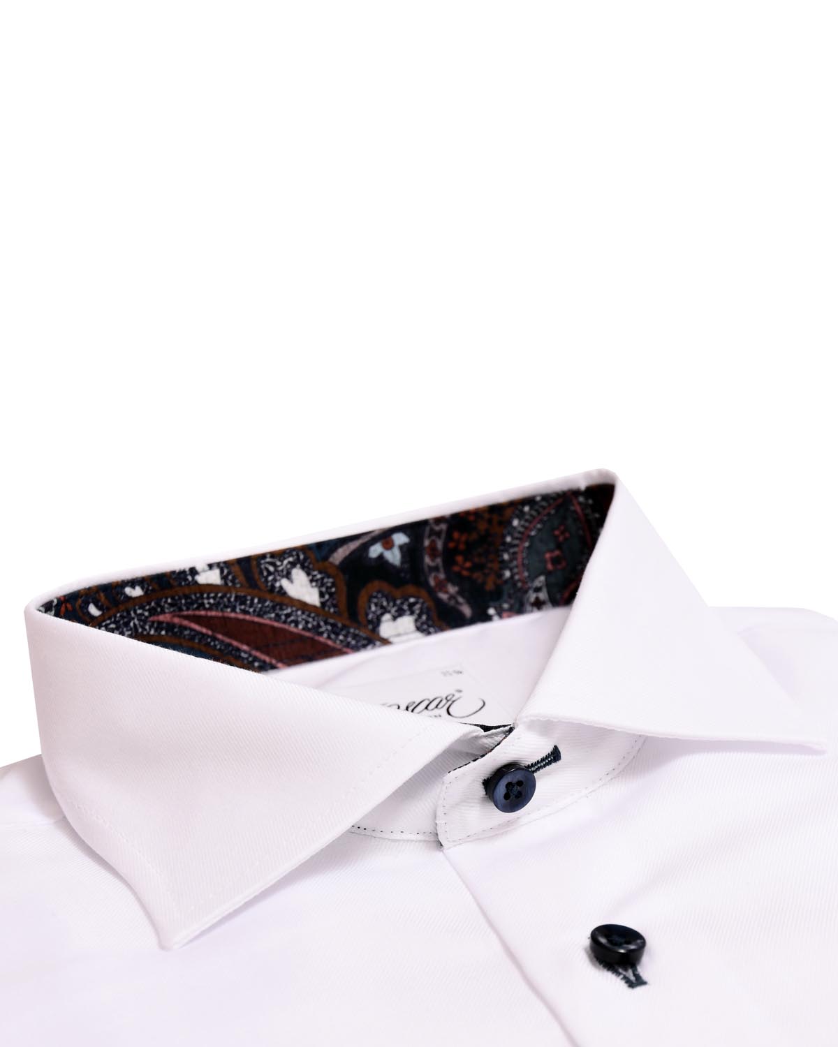 White regular fit shirt with contrast details & pocket