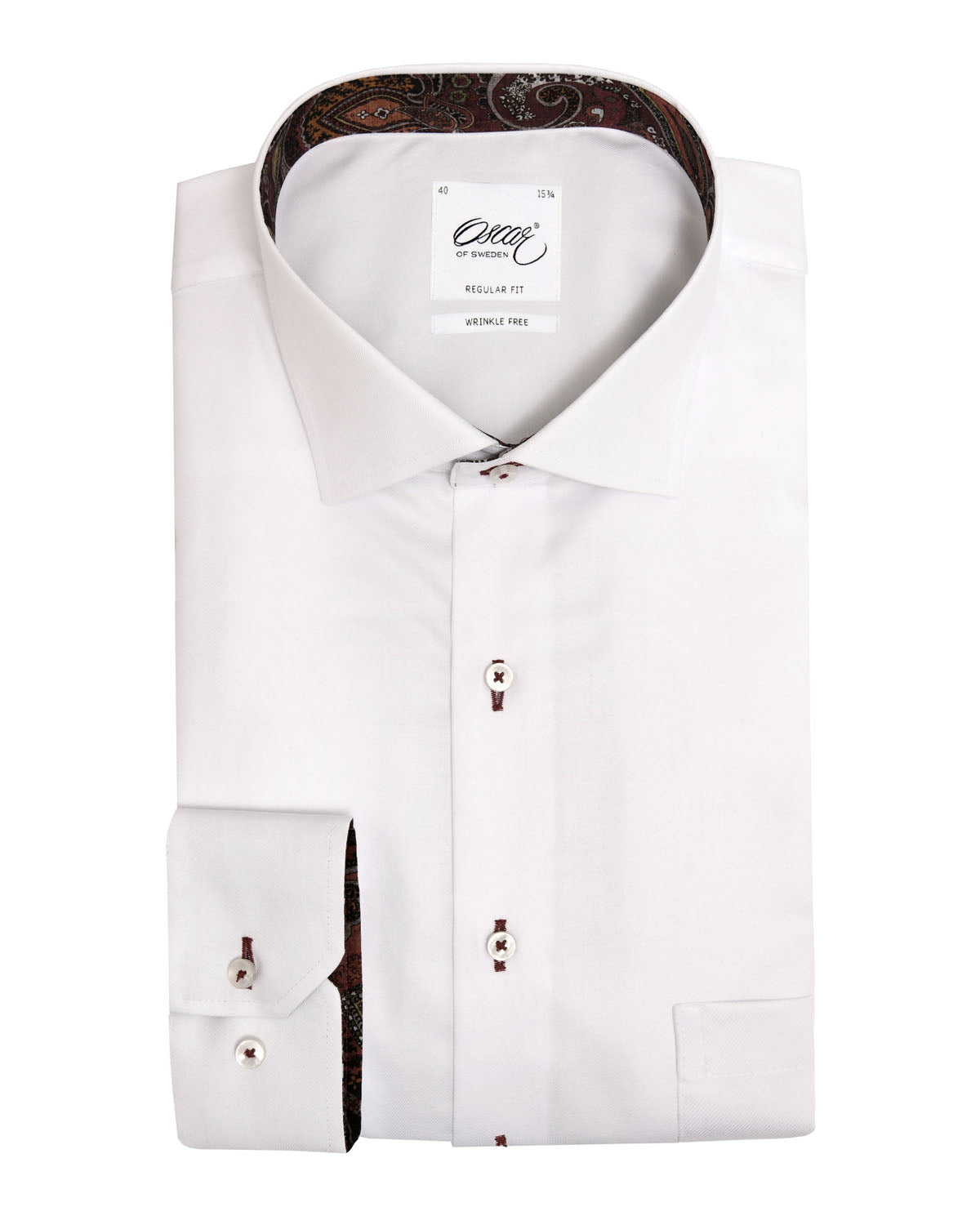 White shirt with red contrast details slim fit