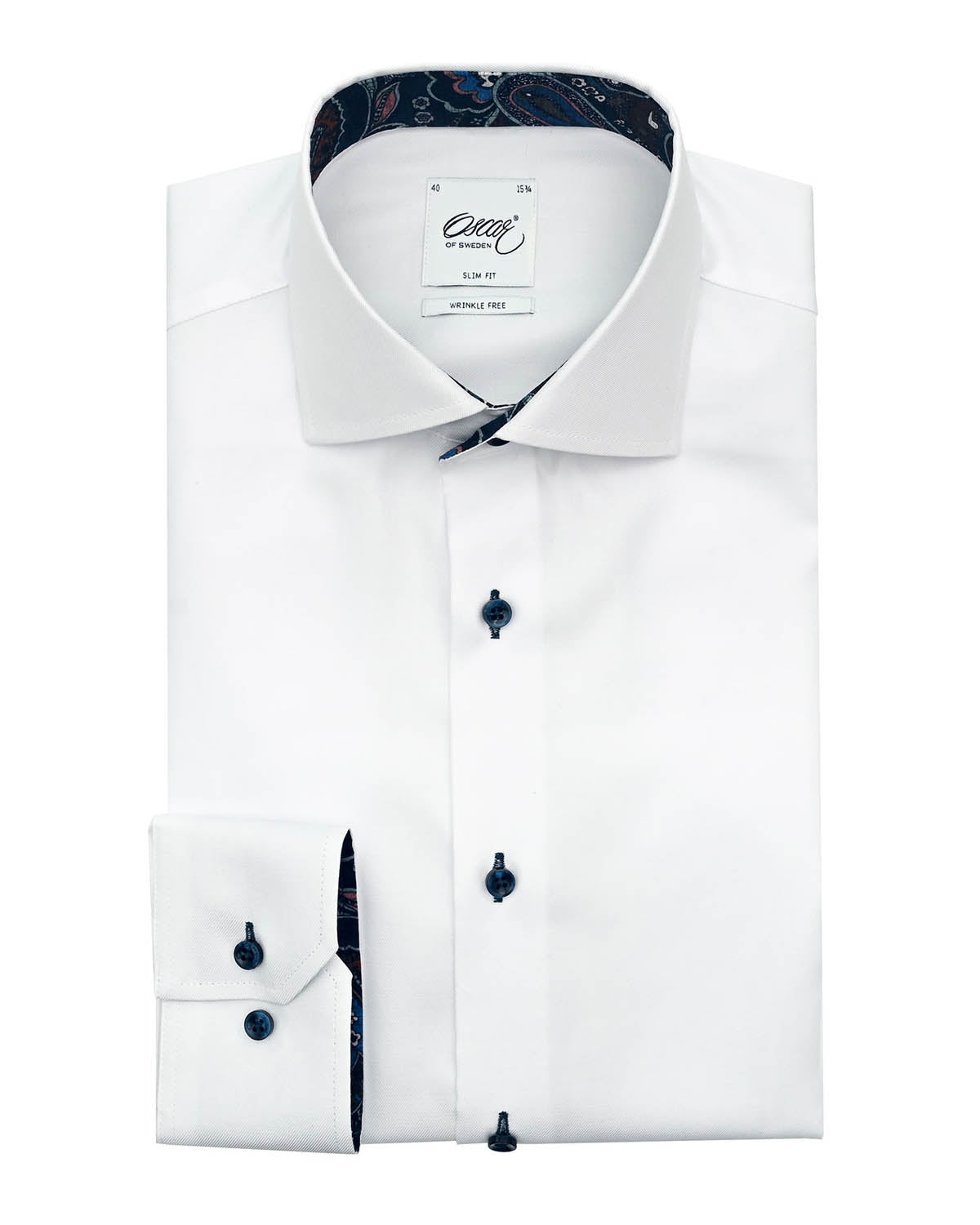White regular fit shirt with contrast details & pocket