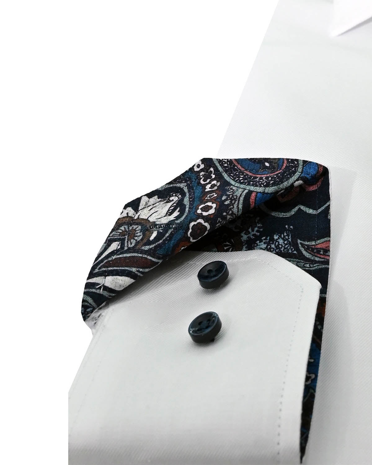 White regular fit shirt with contrast details & pocket