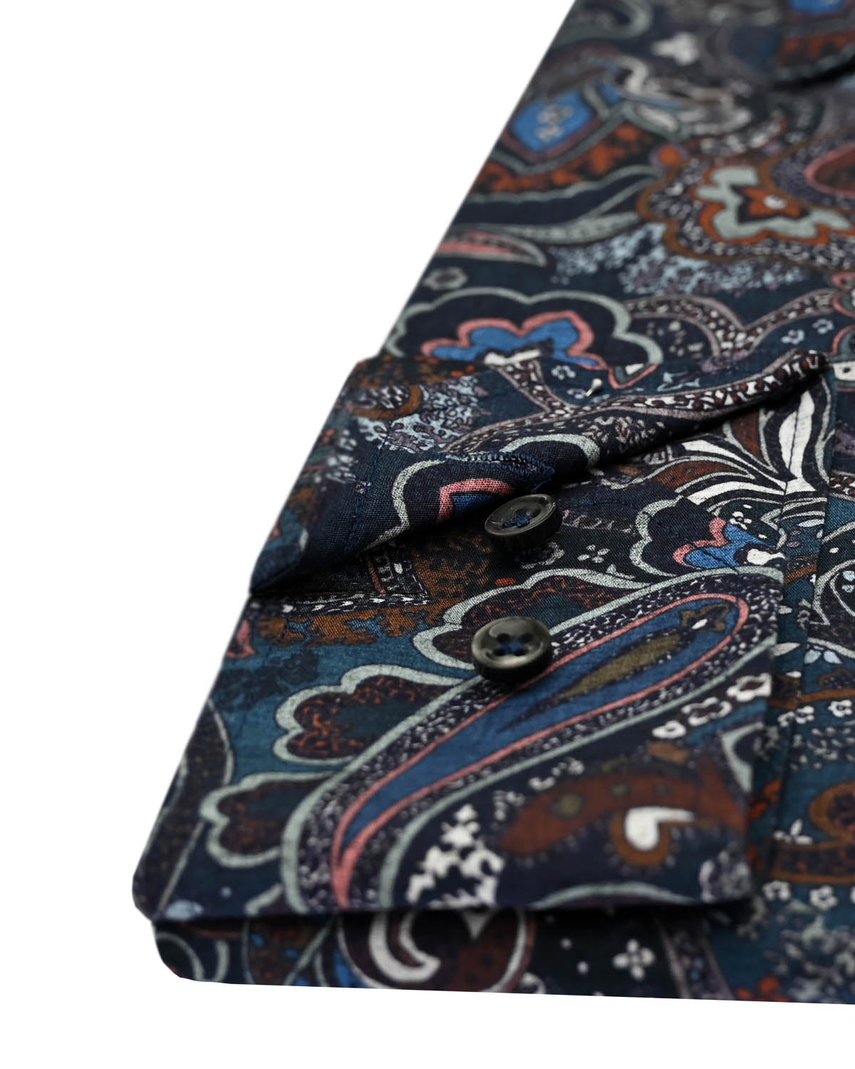 Dark blue paisley printed shirt slim fit