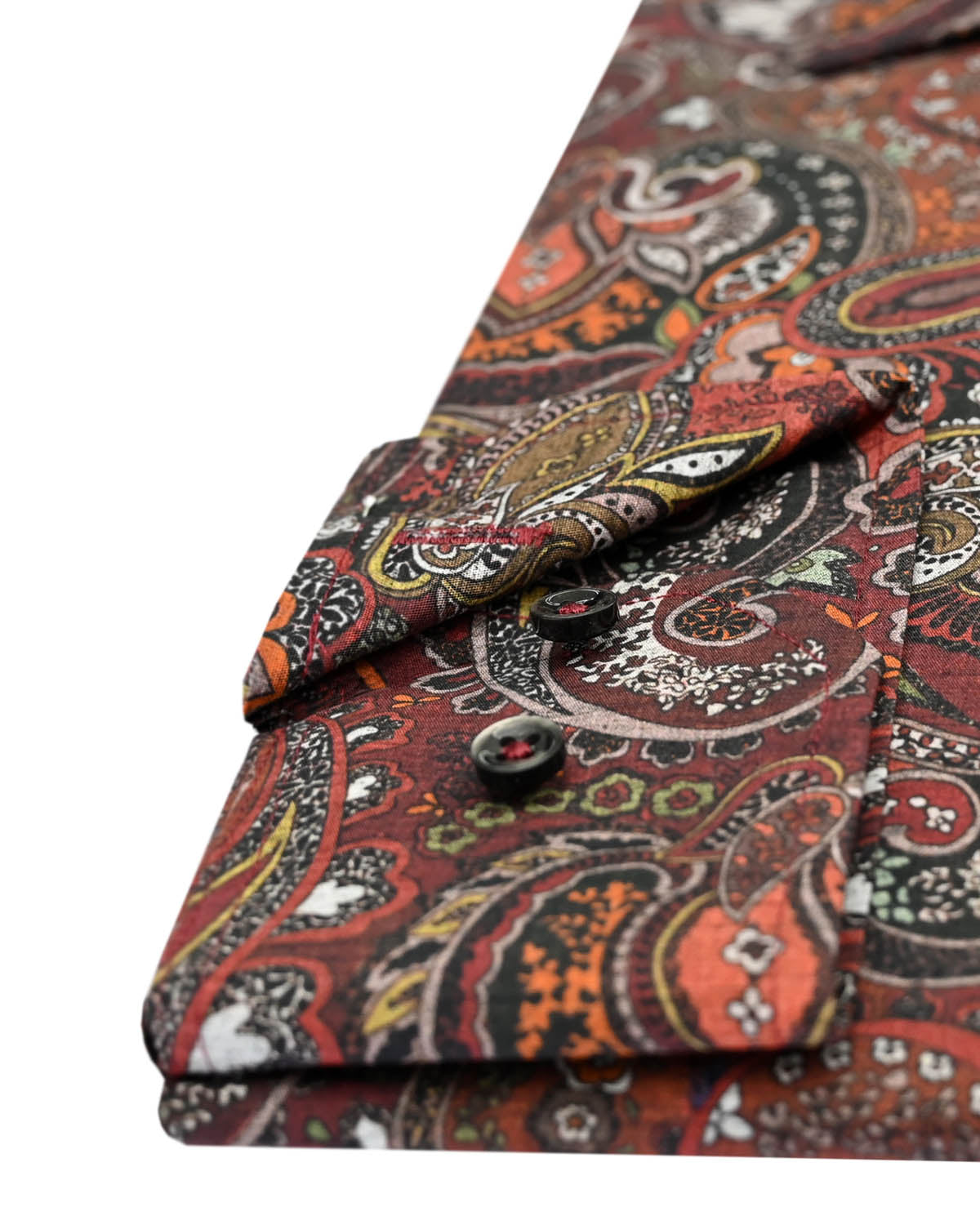 Dark red paisley printed shirt slim fit