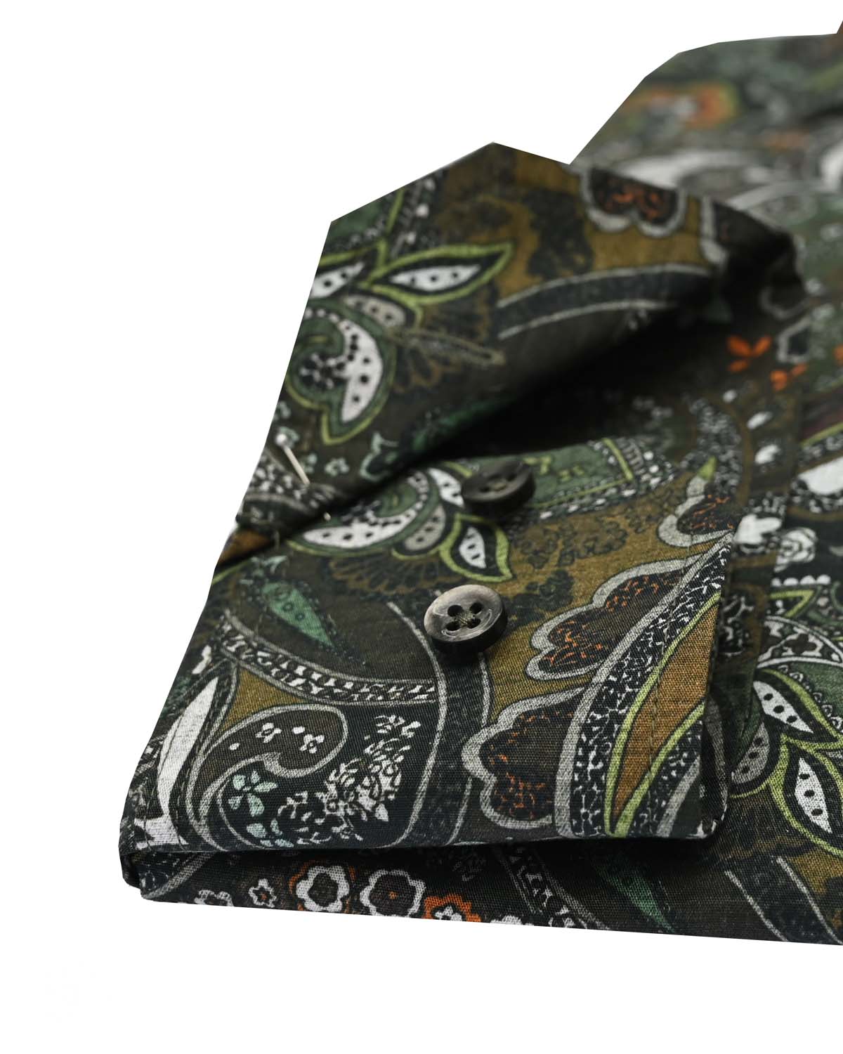 Dark green paisley printed shirt slim fit
