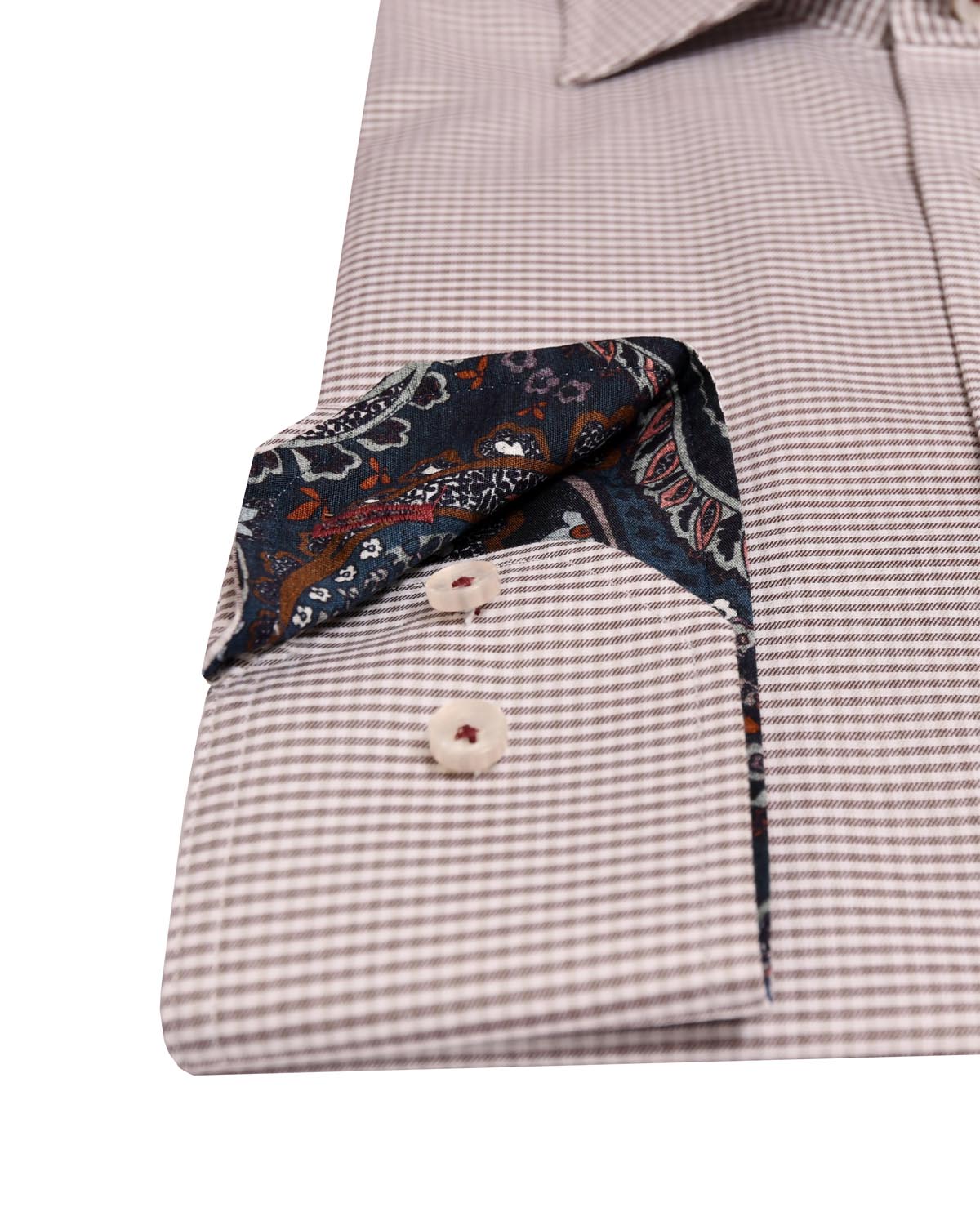 Plum checked shirt with contrast details slim fit