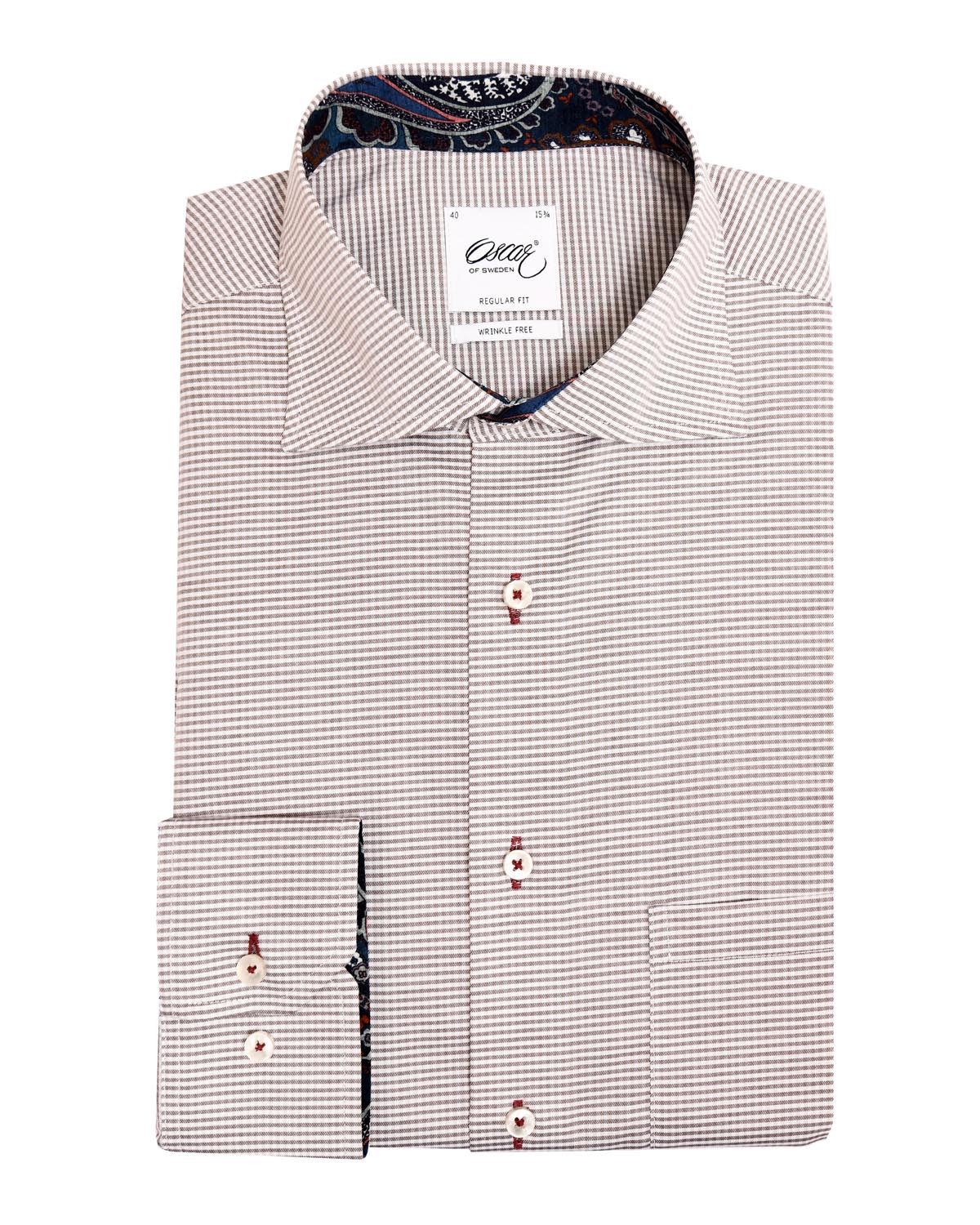 Plum checked shirt with contrast details regular fit