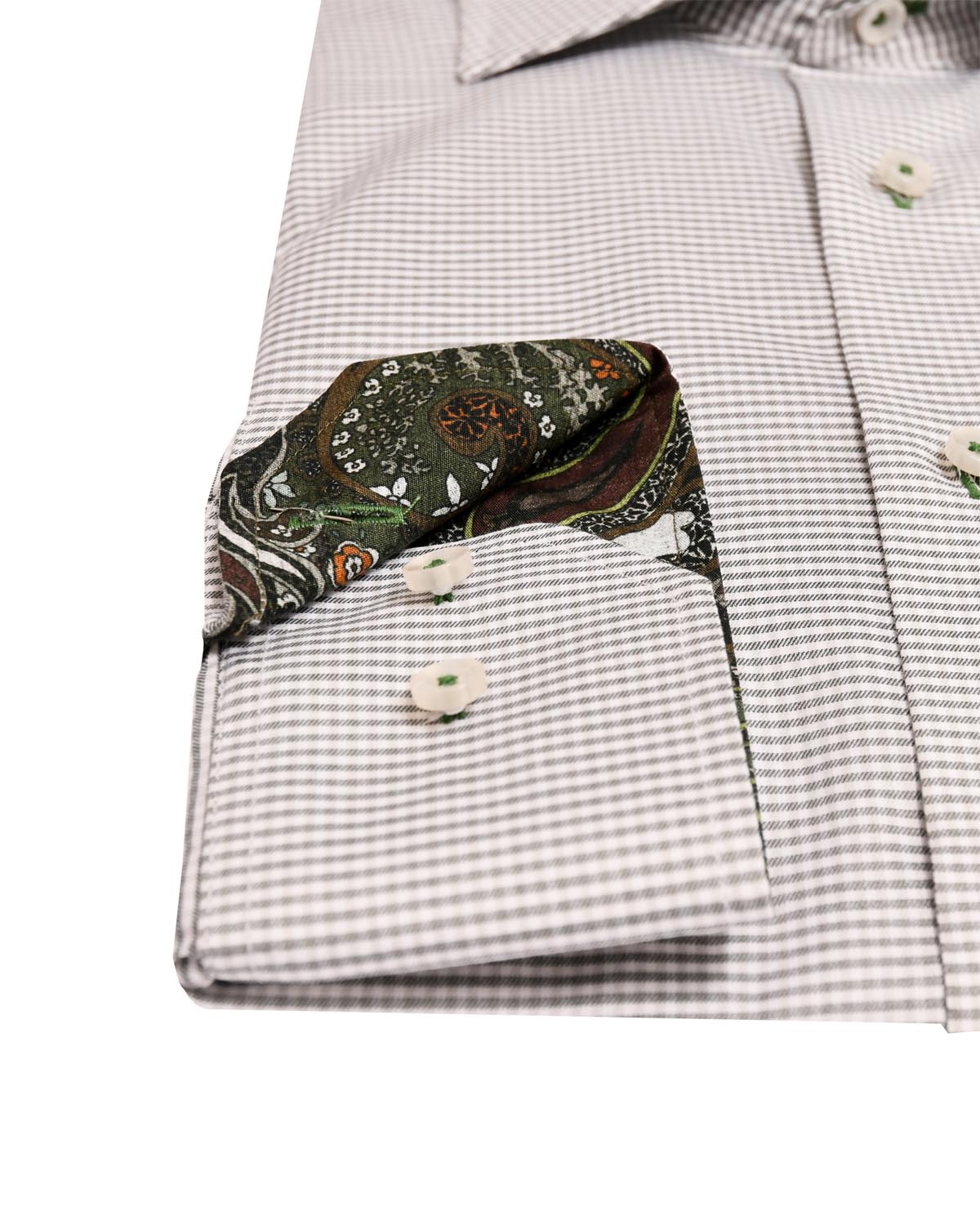 Green checked shirt with contrast details regular fit