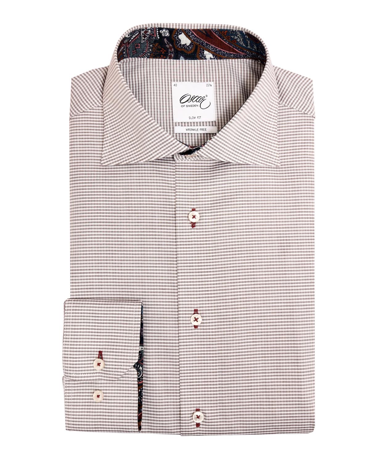 Plum checked shirt with contrast details slim fit