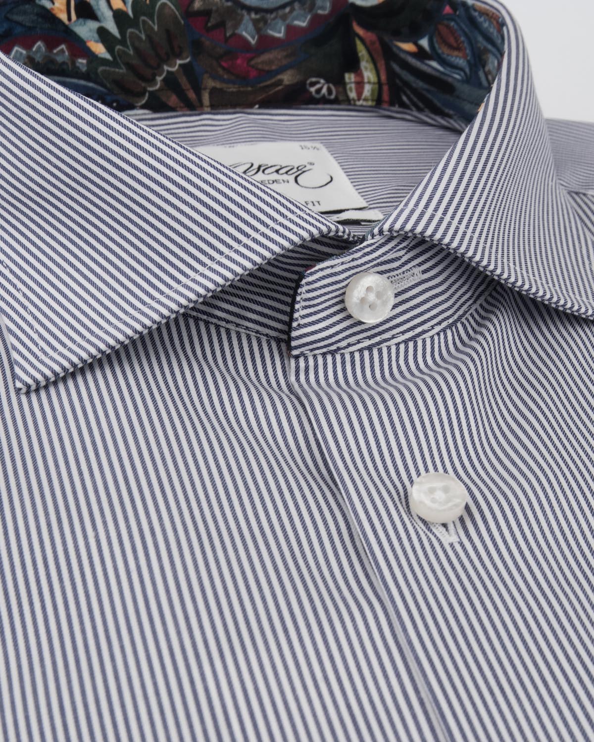 Indigo blue striped shirt regular fit with contrast details & pocket