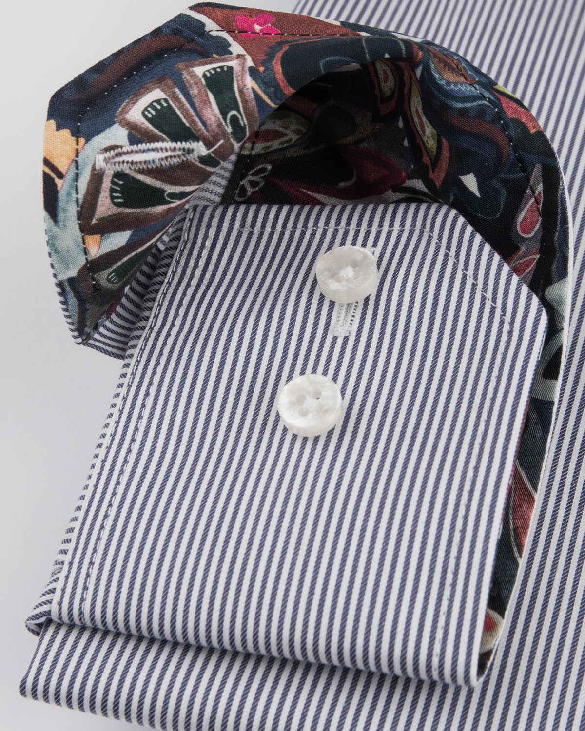 Indigo blue striped shirt regular fit with contrast details & pocket