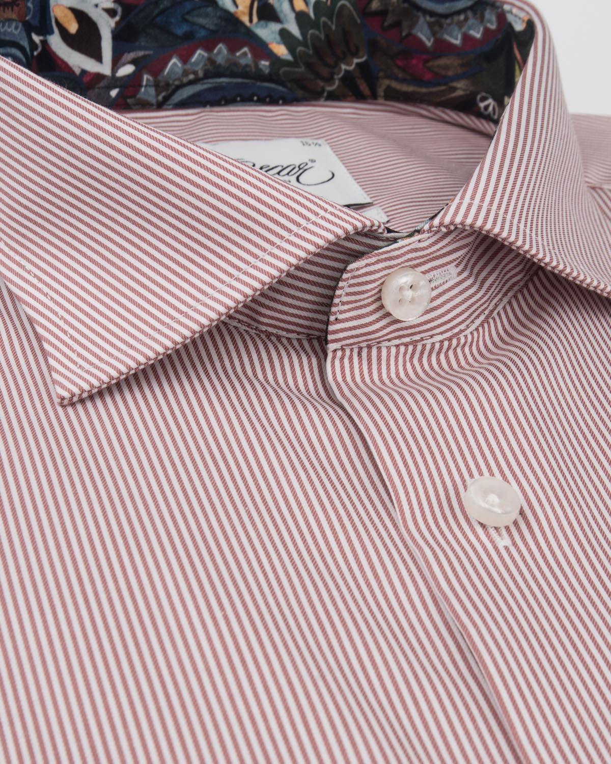 Red striped shirt regular fit with contrast details & pocket
