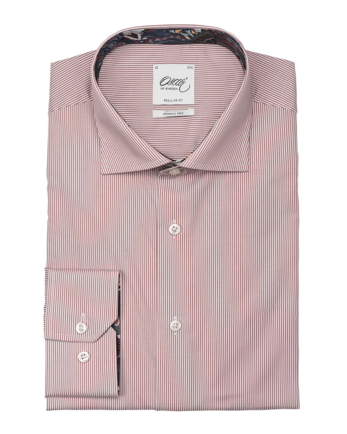 Red striped shirt with contrast details regular fit
