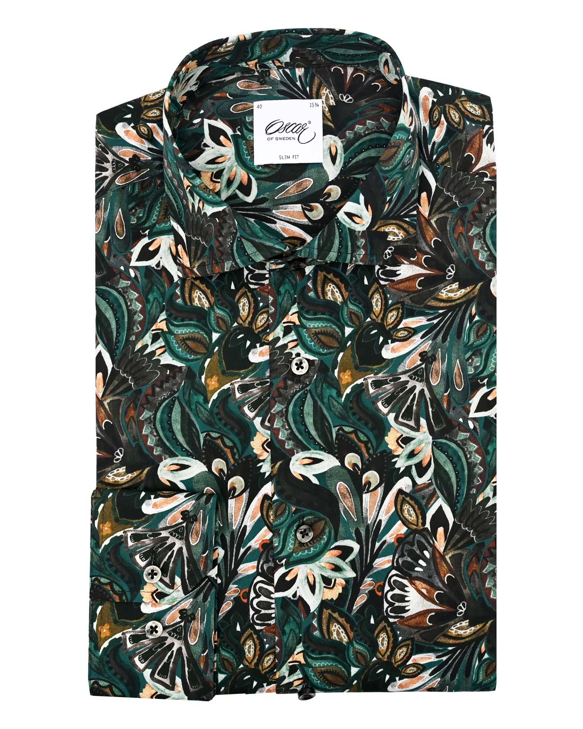 Dark green printed shirt regular fit