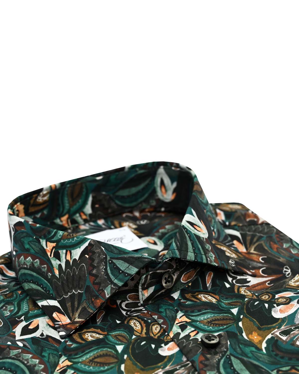 Dark green printed shirt regular fit