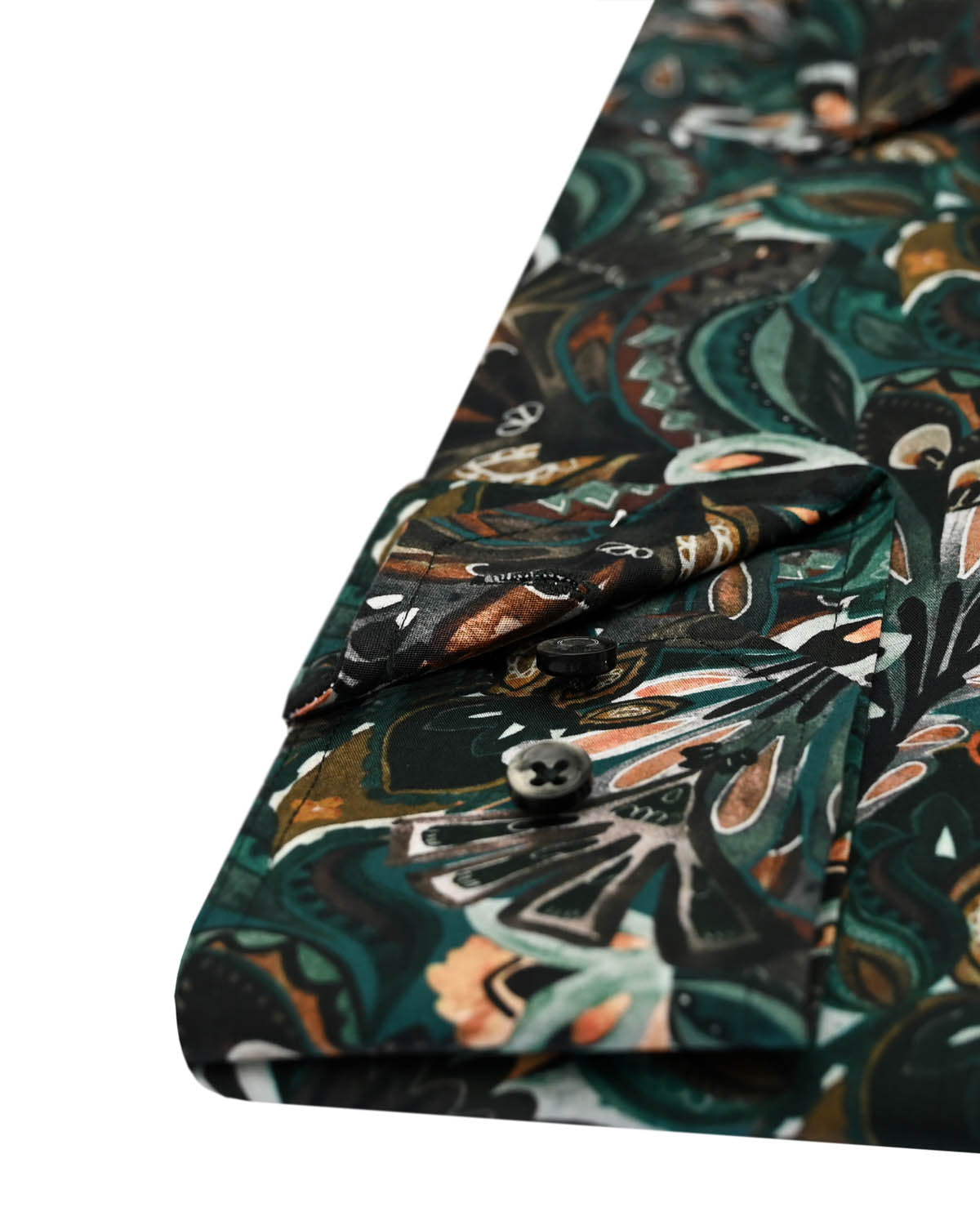 Dark green printed shirt regular fit