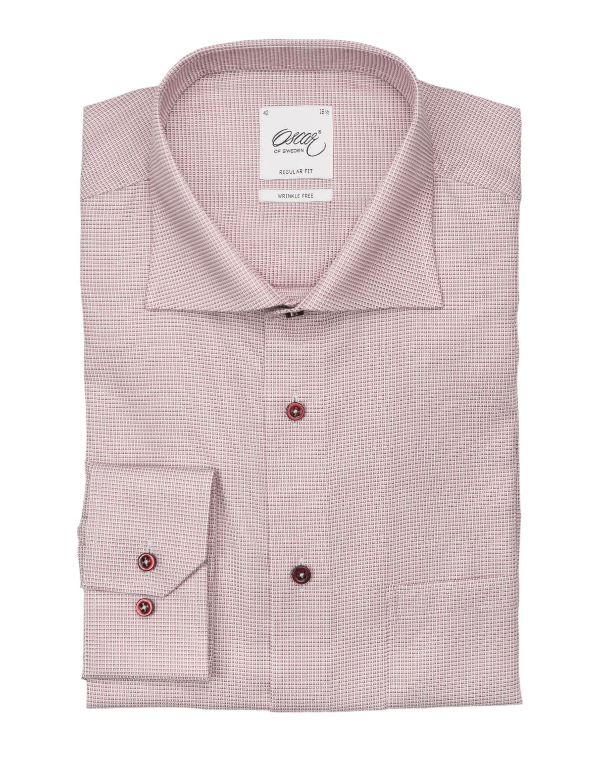 Pink wrinkle free shirt regular fit with pocket
