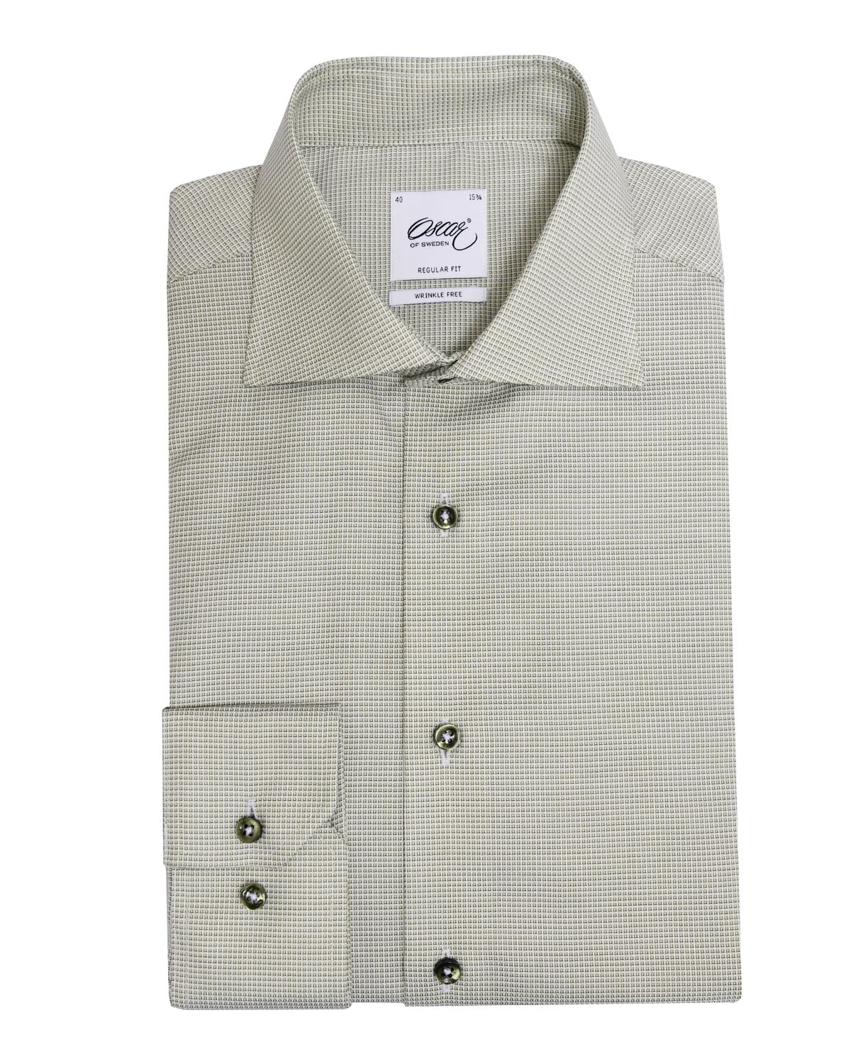 Green wrinkle free shirt regular fit