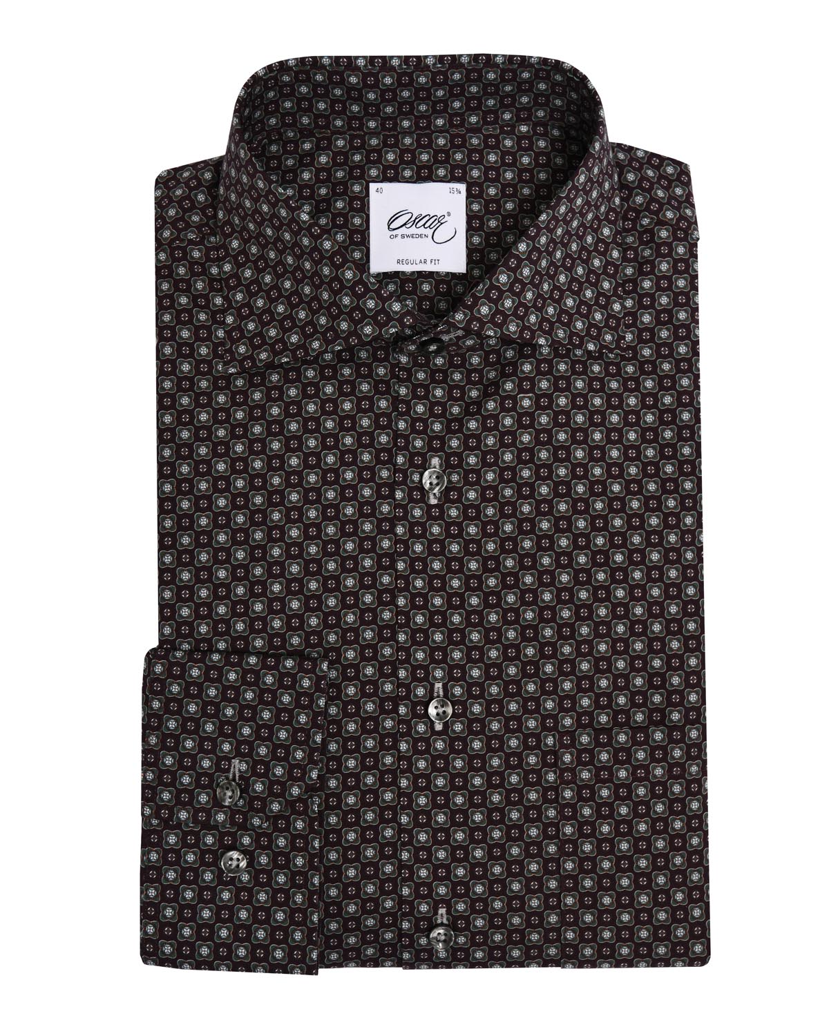 Dark red printed shirt slim fit
