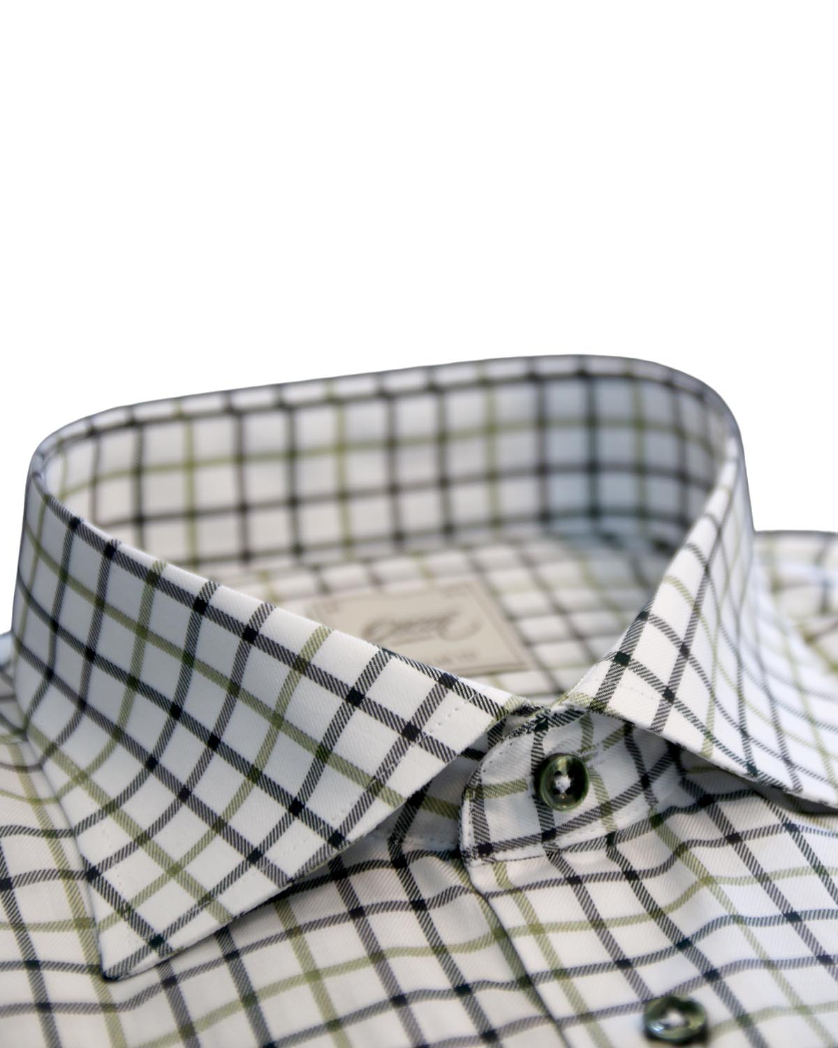 White and green checked shirt regular fit