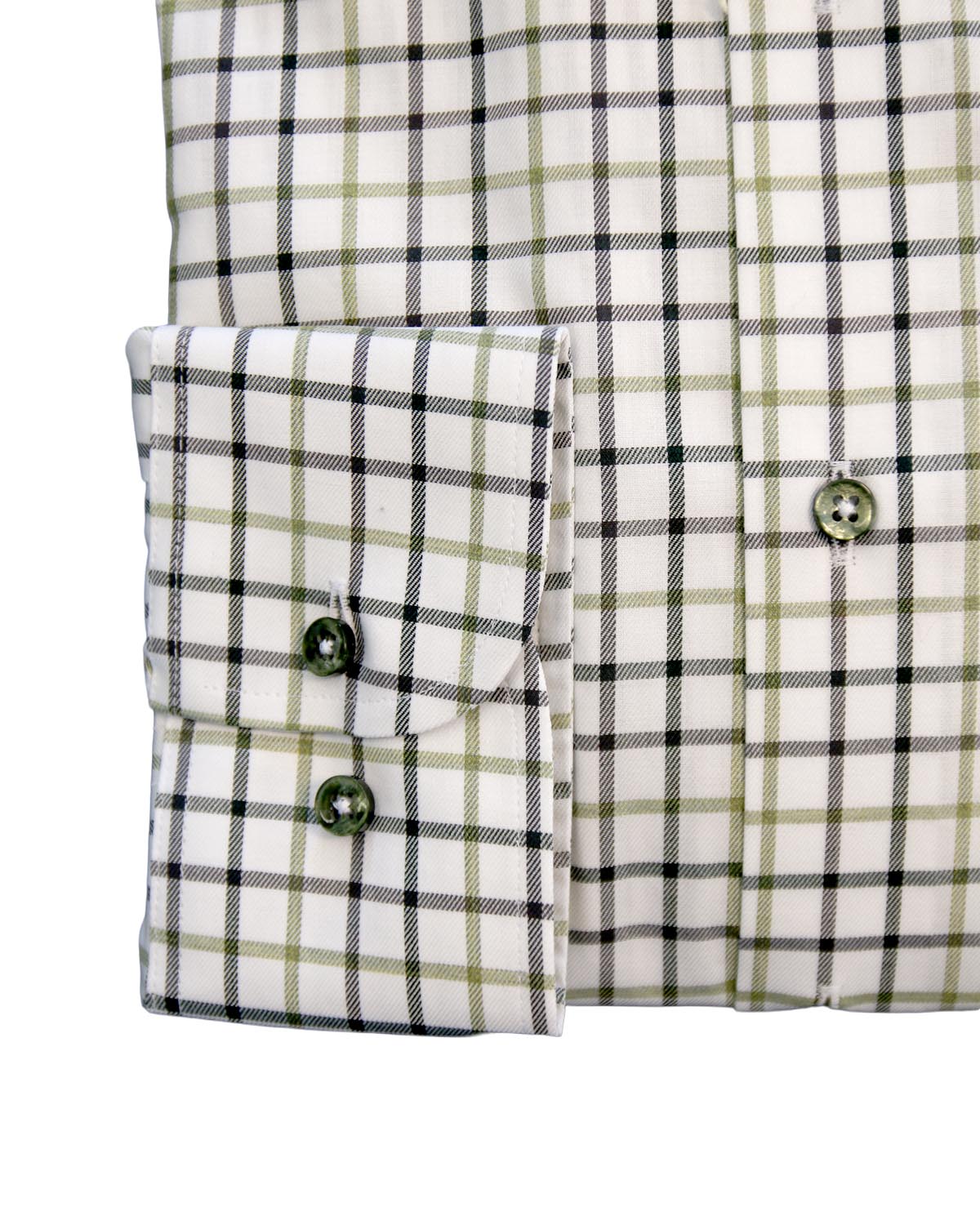 White and green checked shirt regular fit