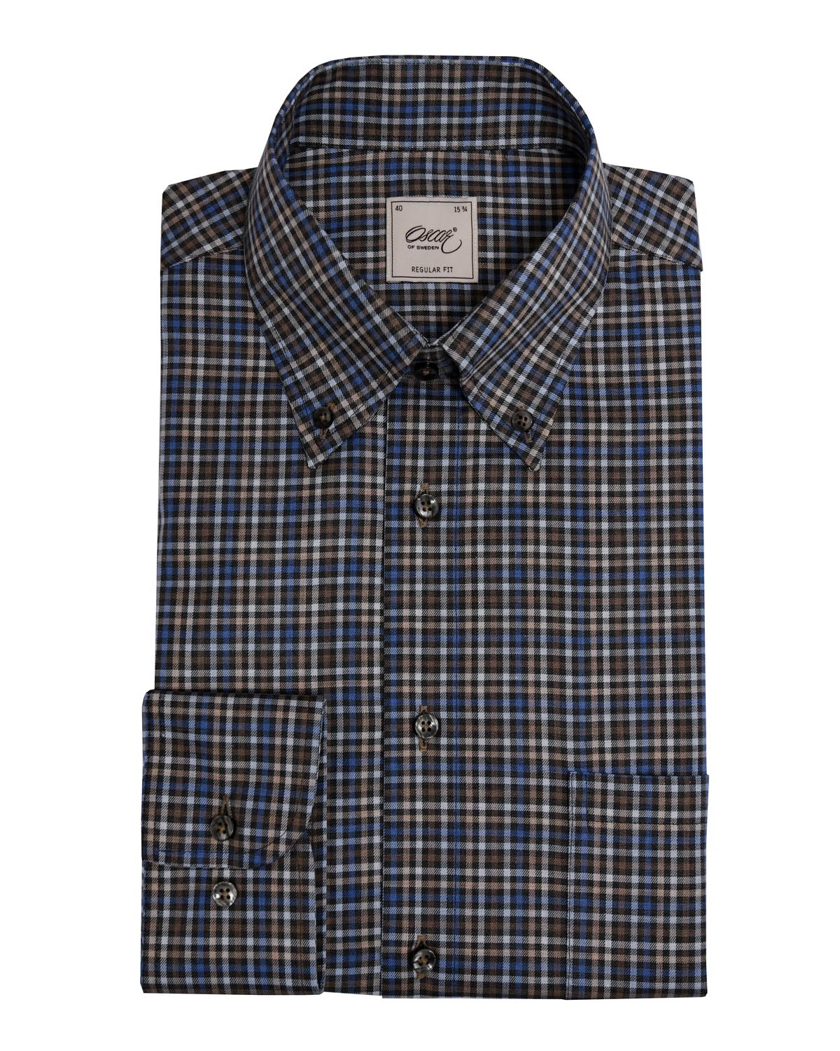 Blue checked button down shirt regular fit