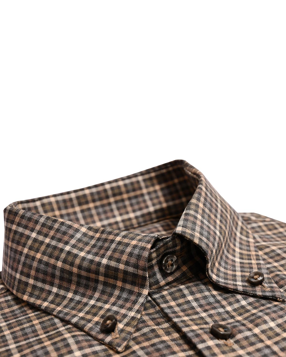 Brown checked button down shirt regular fit