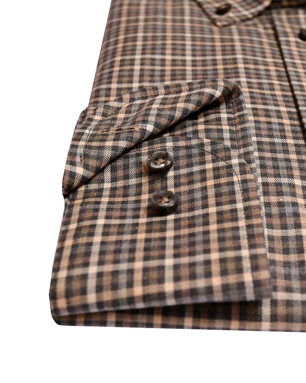 Brown checked button down shirt regular fit