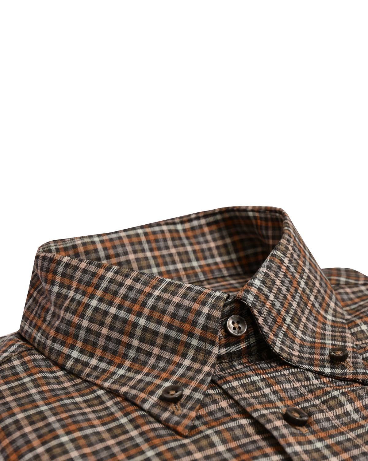 Orange checked button down shirt regular fit