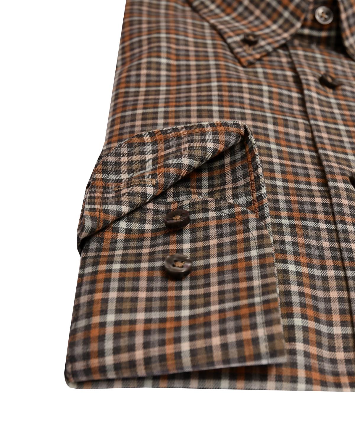 Orange checked button down shirt regular fit