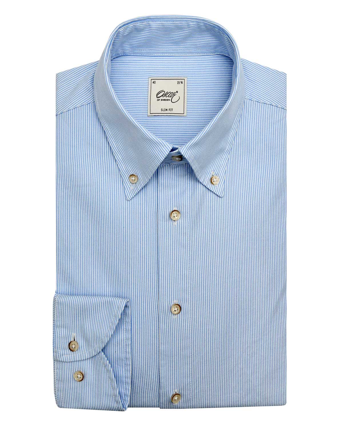 Light blue striped oxford shirt slim fit