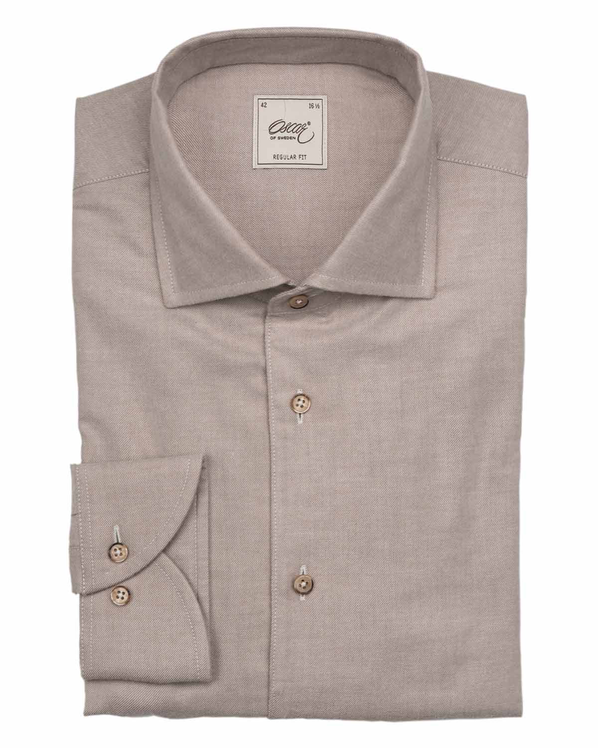 Beige skjorta i lättflanell & ullmix regular fit