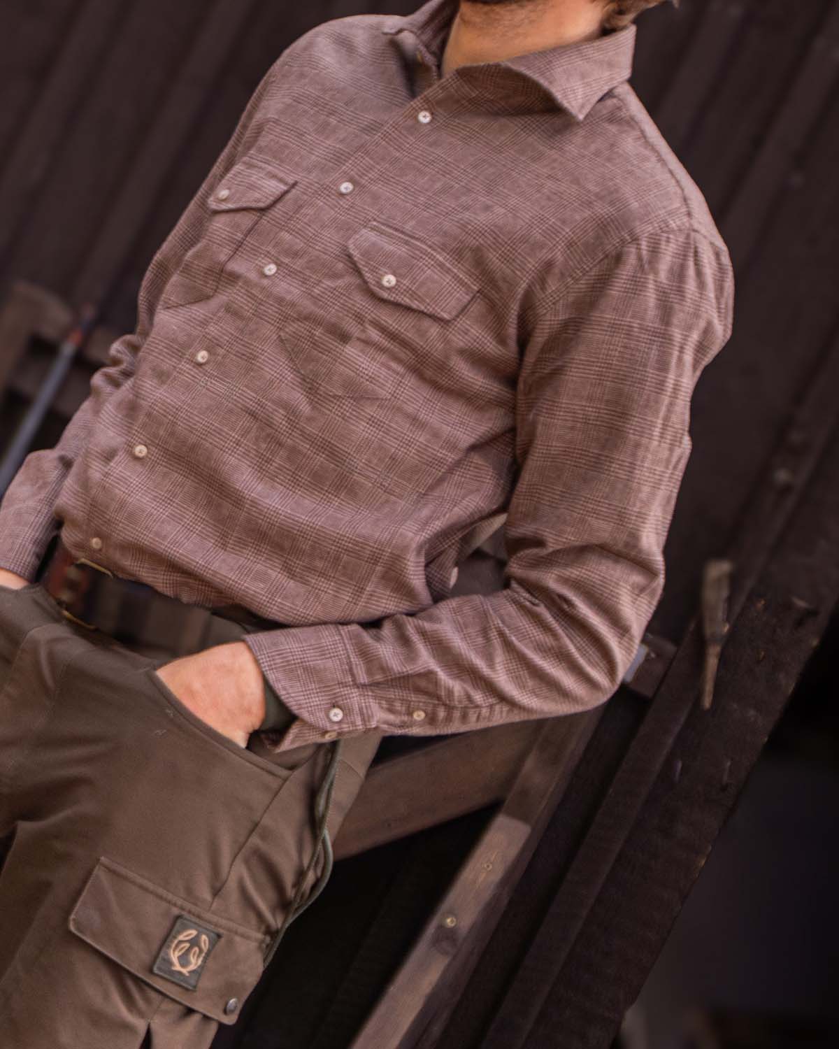 Brown checked flannel shirt regular fit