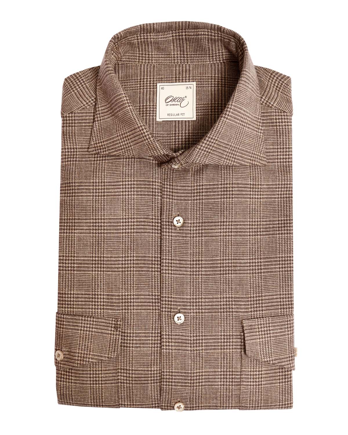 Brown checked flannel shirt regular fit