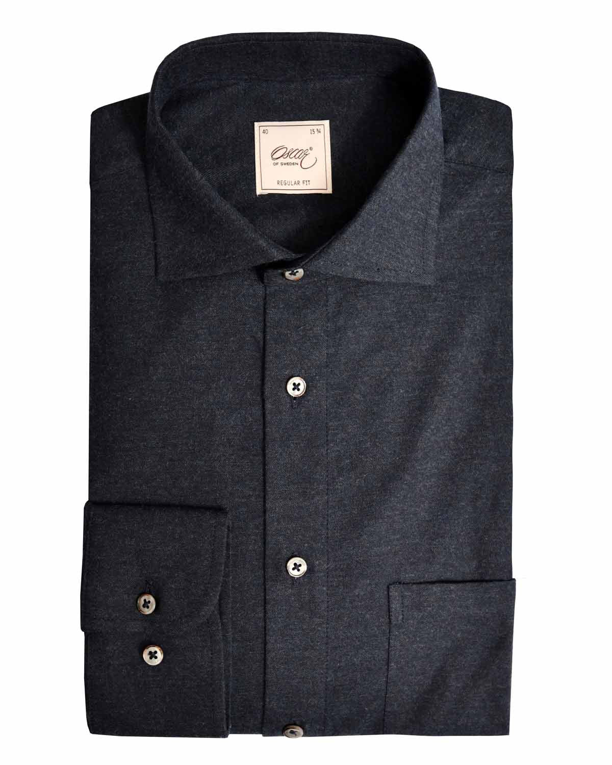 Navy blue shirt in light flannel regular fit