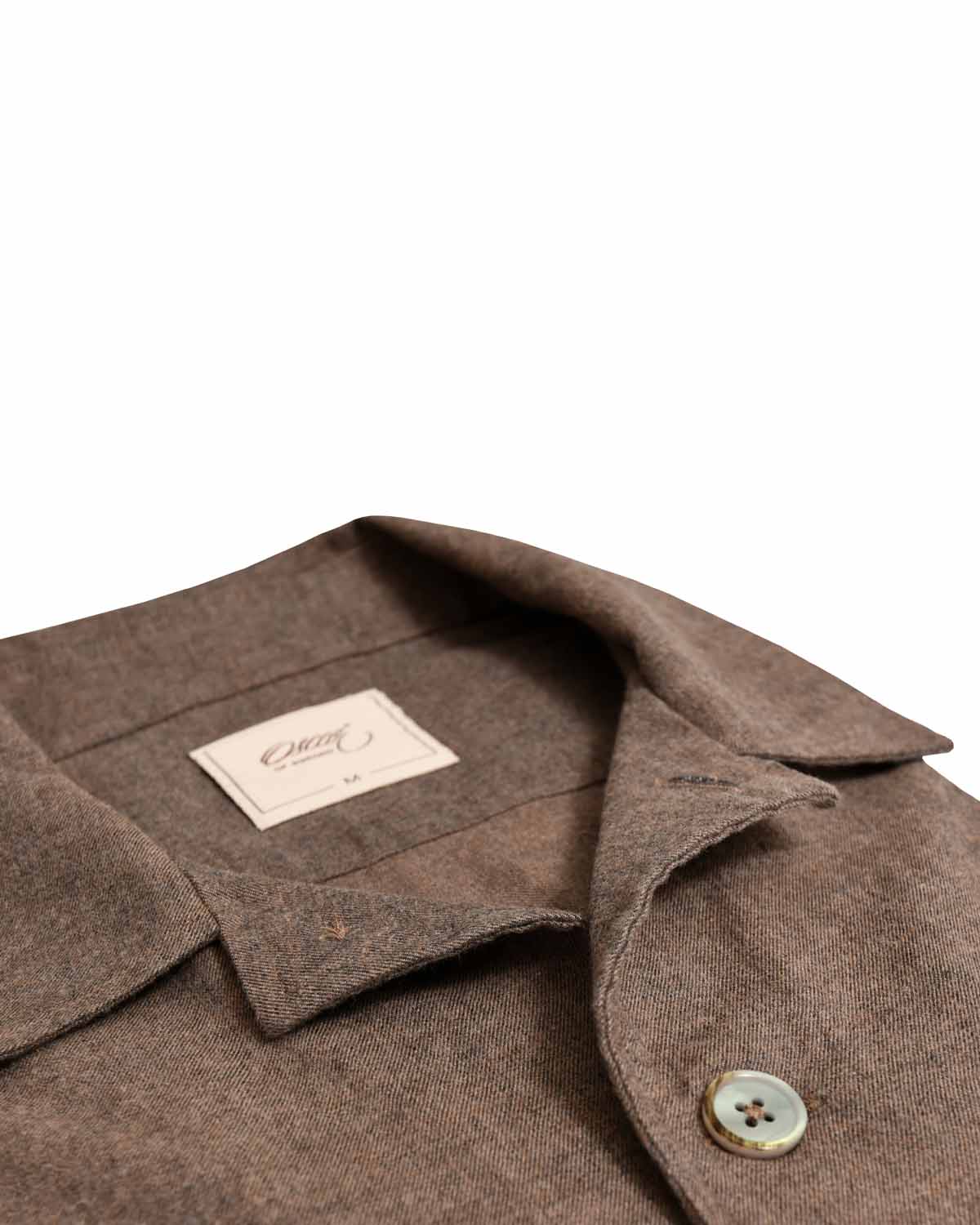 Brun melange overshirt i borstad bomullstwill