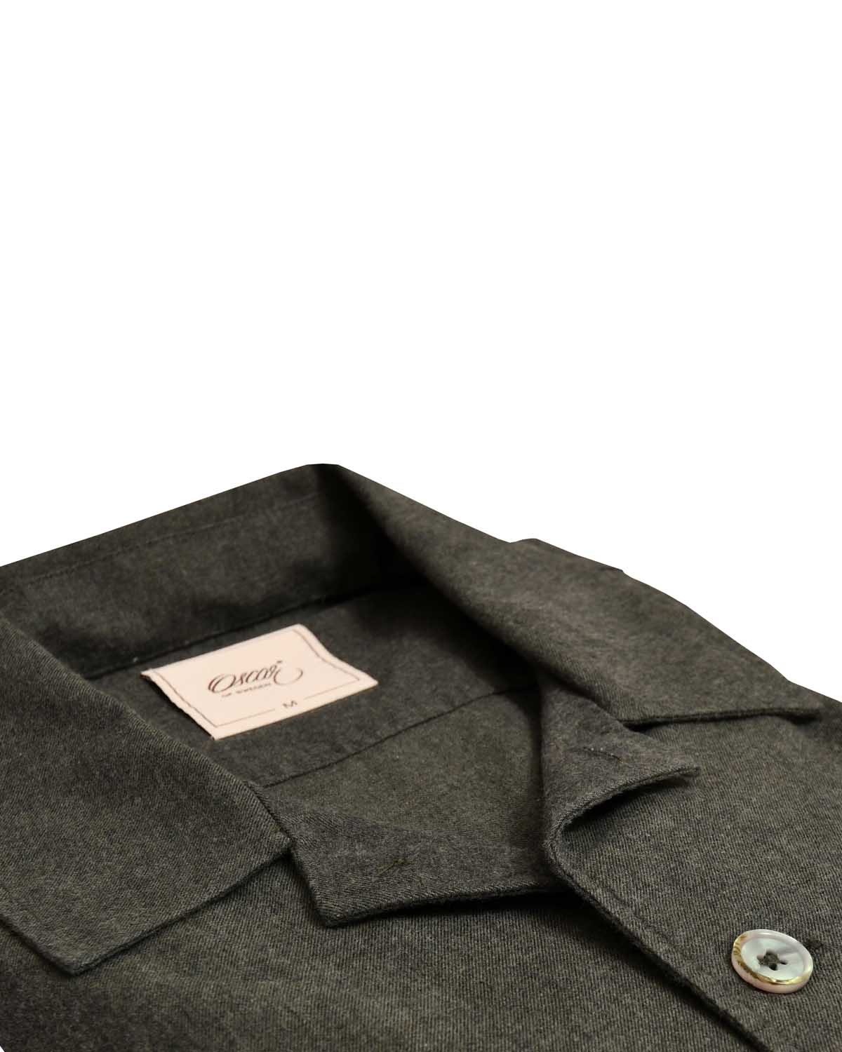 Mörkgrön melange overshirt i borstad bomullstwill