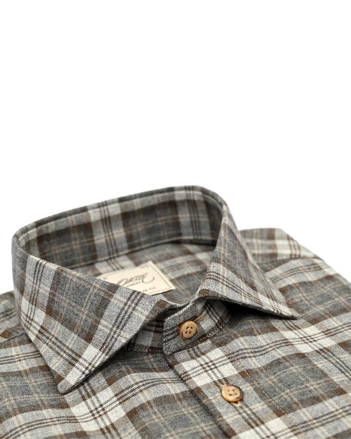 Brun- och grårutig flanellskjorta regular fit