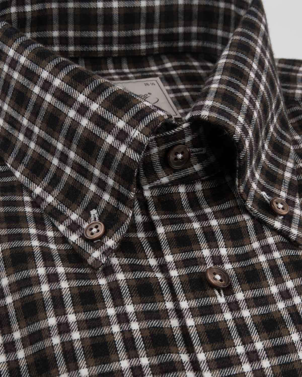 Brunrutig flanellskjorta i ullmix & button down-krage regular fit