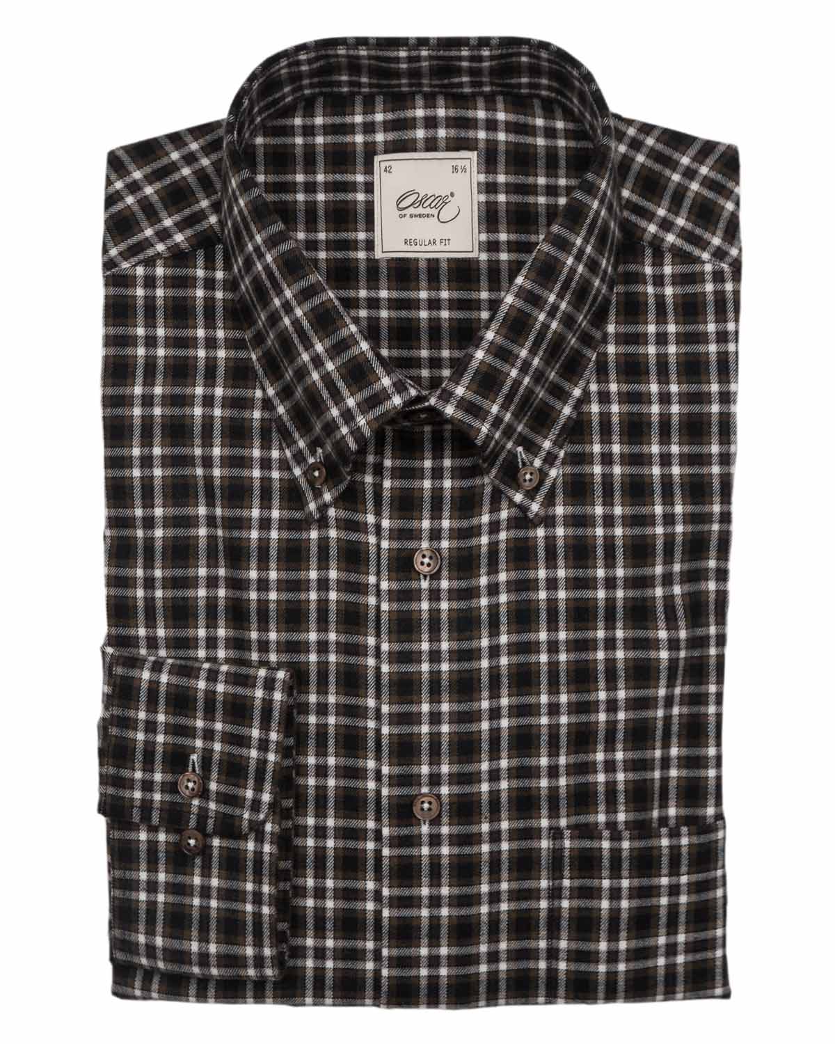Brunrutig flanellskjorta i ullmix & button down-krage regular fit