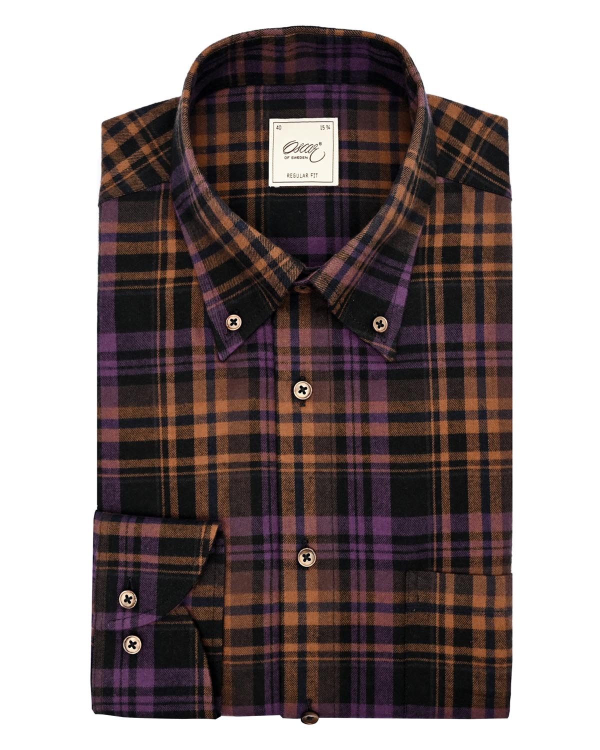 Lilarutig flanellskjorta regular fit