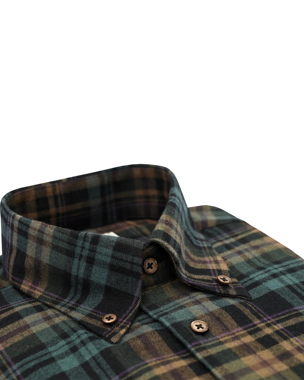 Green checked flannel shirt regular fit