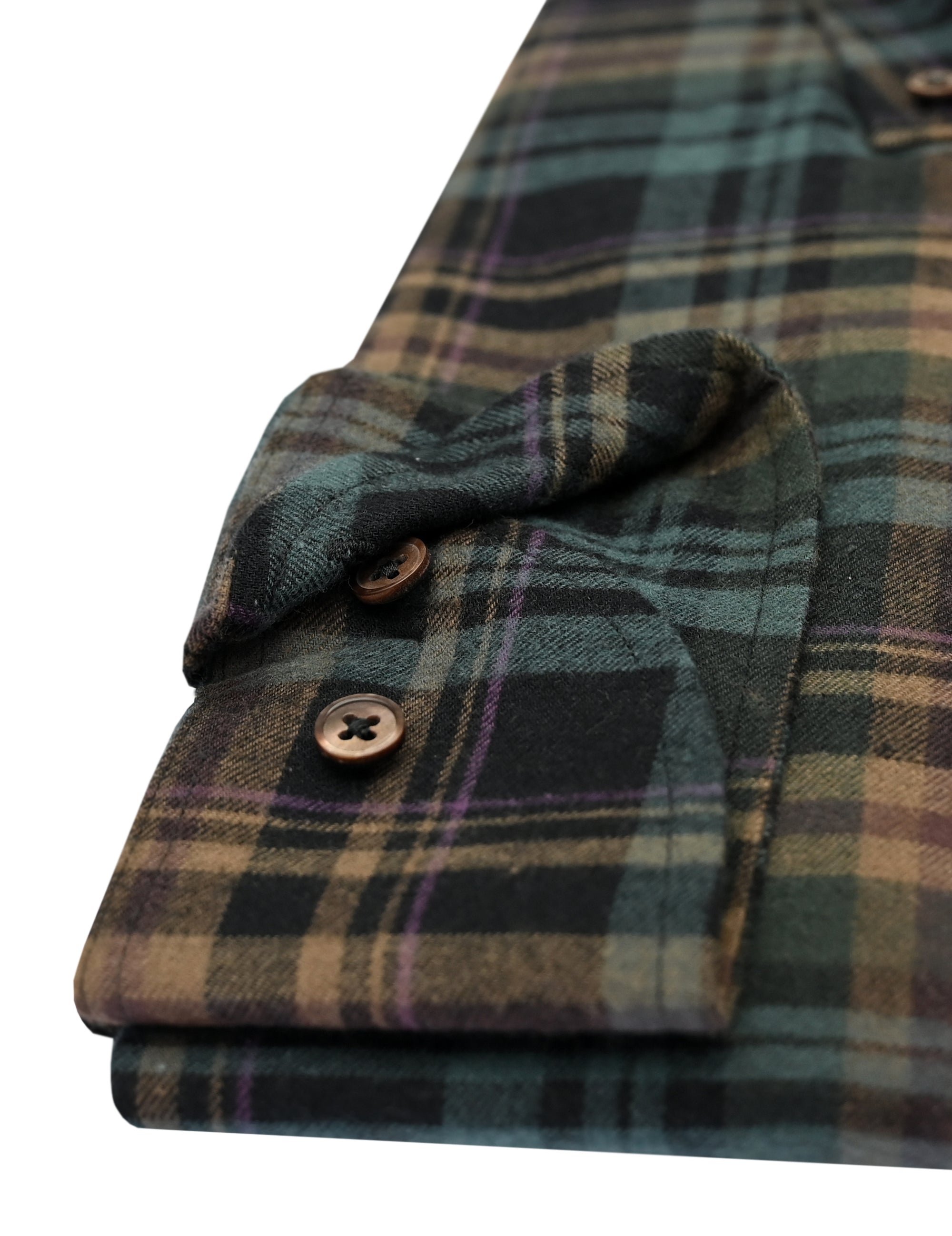 Green checked flannel shirt regular fit